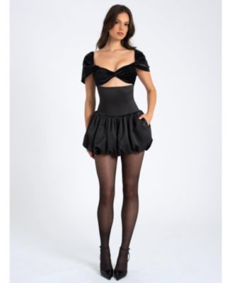 Women's Gabby Black Velvet Top Bubble Hem Mini Dress