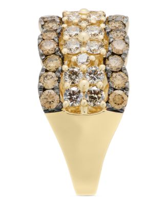 Nude Diamond & Chocolate Diamond Scalloped Multirow Ring (2-1/4 ct. t.w.) in 14k Rose Gold