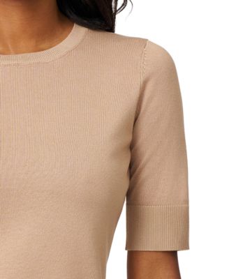 Petite Crew-Neck Elbow-Sleeve Fine-Gauge Sweater