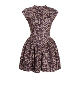 Women's Jacqueline Backless Cheetah Print Mini Puffy Dress