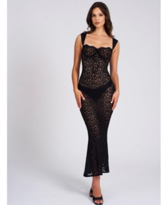 Women's Veronica Black Lace Maxi Dress
