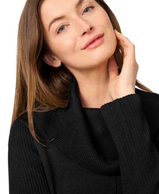 Petite Cowlneck High-Low Side-Slit Sweater