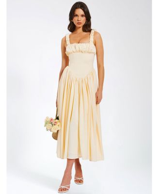 Women's Noreen Egg White Satin Drop Waist Maxi Sundress