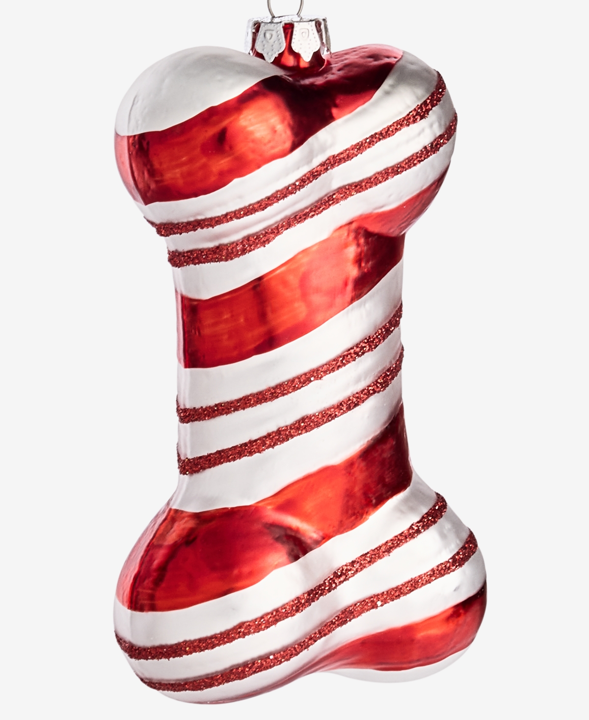 Holiday Lane Pets Red And Silver Stripe Bone Ornament, Macy's Exclusive In Transparent