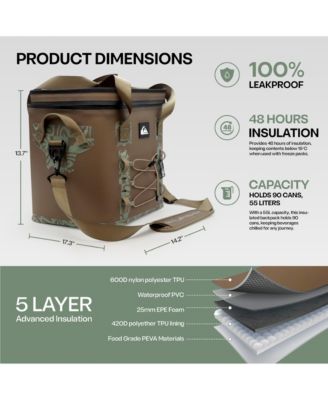 Quiksilver Shoreline Collection 48-72H 5 Layer Insulated Box Cooler with Adjustable Strap and Waterproof Zippers