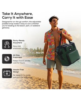 Quiksilver Coastal Collection 48-72H 5 Layer Insulated Zipperless Box Cooler with Adjustable Strap and Air Sealed Lid