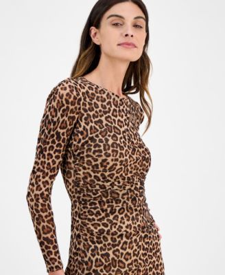 Women's Animal Print Long-Sleeve Sheath Dress