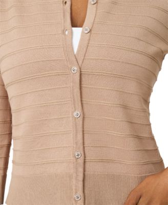 Petite Textured-Stripe Cardigan Sweater