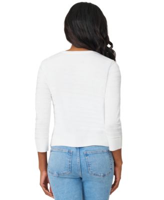 Petite Textured-Stripe Cardigan Sweater