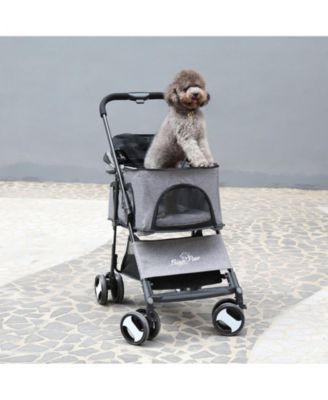 DetBINGOPAW 3 in 1 Dog Stroller with Detachable Carrier 4 Wheels Pet Travel Strolling Cart