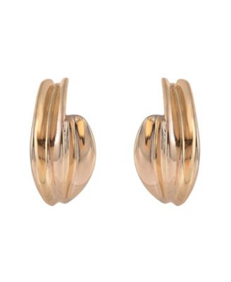 Gold Tone Post Hoop Earrings