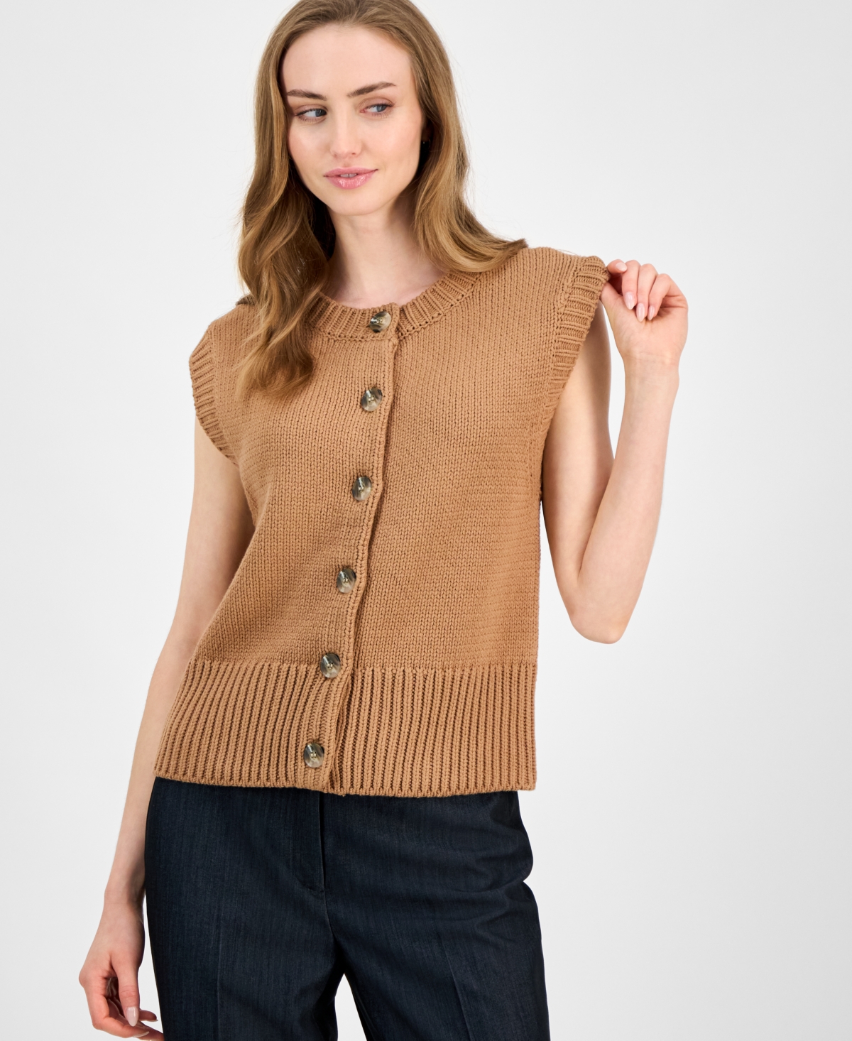 Women's Cap-Sleeve Cardigan - Vicuna