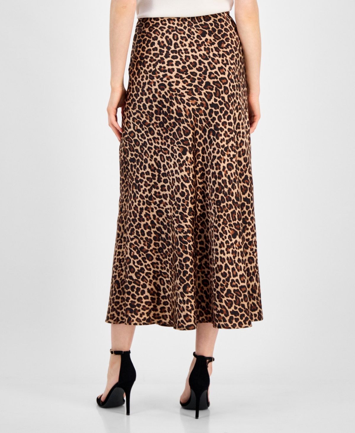 Anne Klein Plus Size Flared Leopard-print Maxi Skirt In Brown