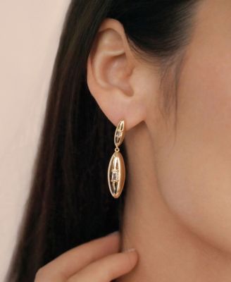 Oval Dome Double Drop Earrings