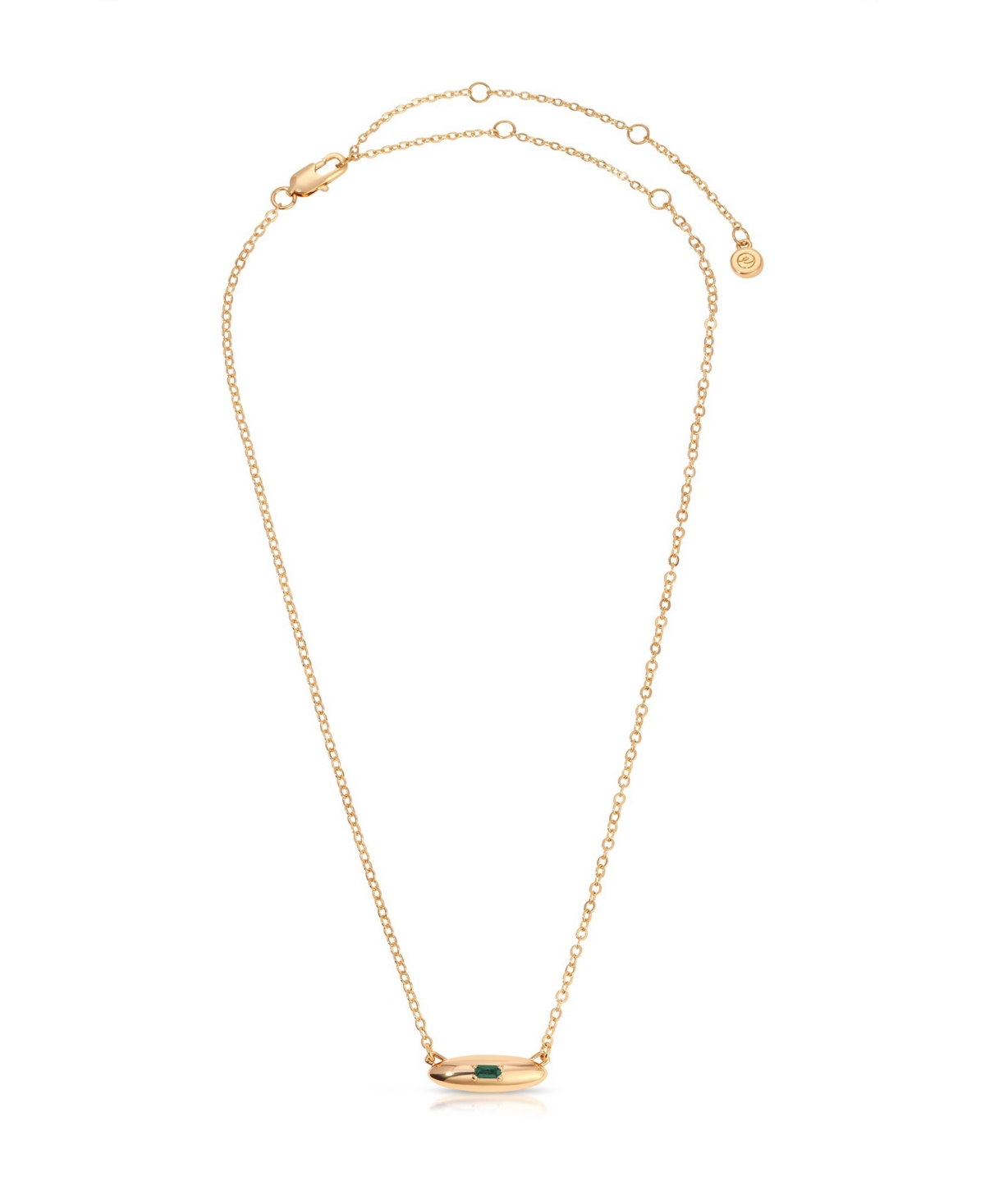 Oval Dome Baguette Simple Pendant Necklace - Gold, Green