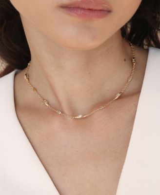 Oval Dome Baguette Crystal Chain Necklace