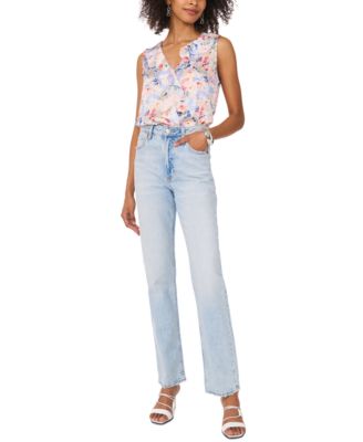 Women's Floral-Print Ruffled Sleeveless Top