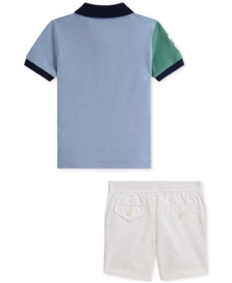 Baby Boys Mesh Polo Shirt & Twill Short Set