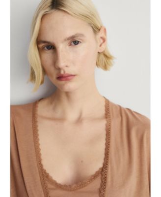 Women's Contrast Lace Cotton Robe