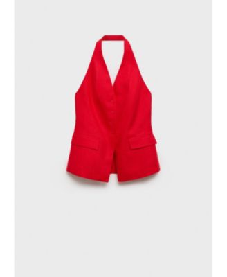 MANGO - Women's Linen Halter Suit Vest