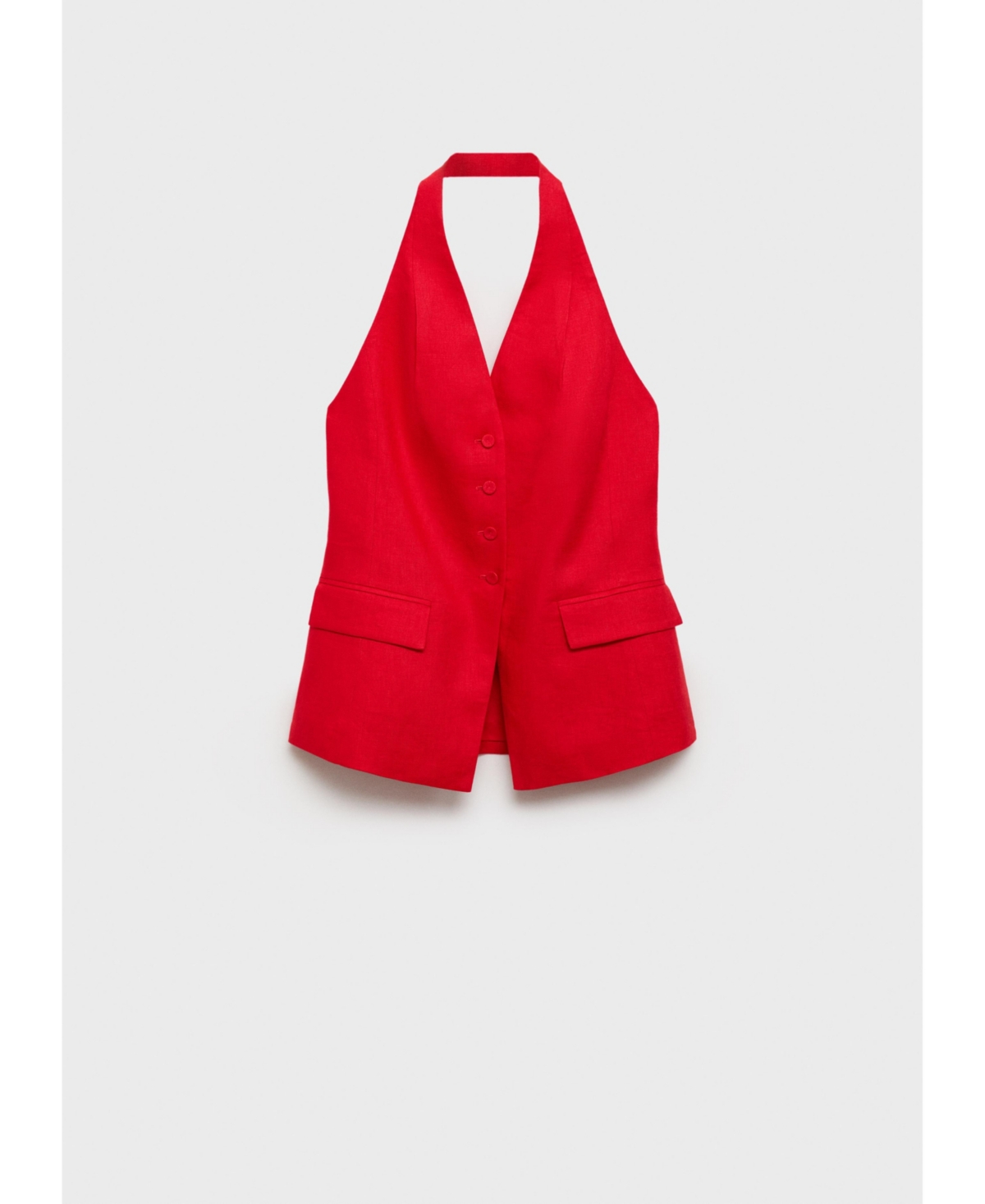 Women's Linen Halter Suit Vest - Red
