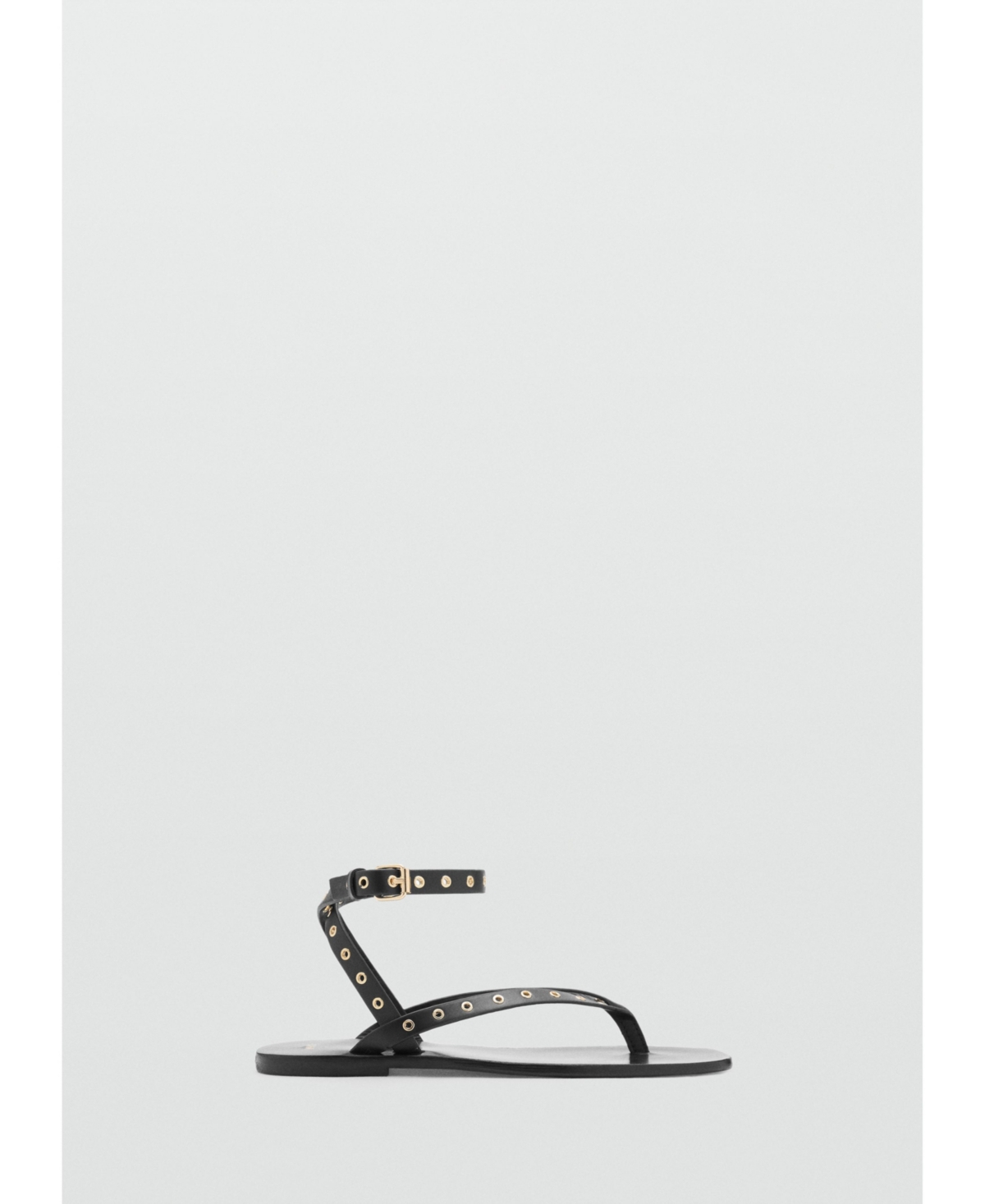 Mango Leather Sandal With Die-cut Straps Black