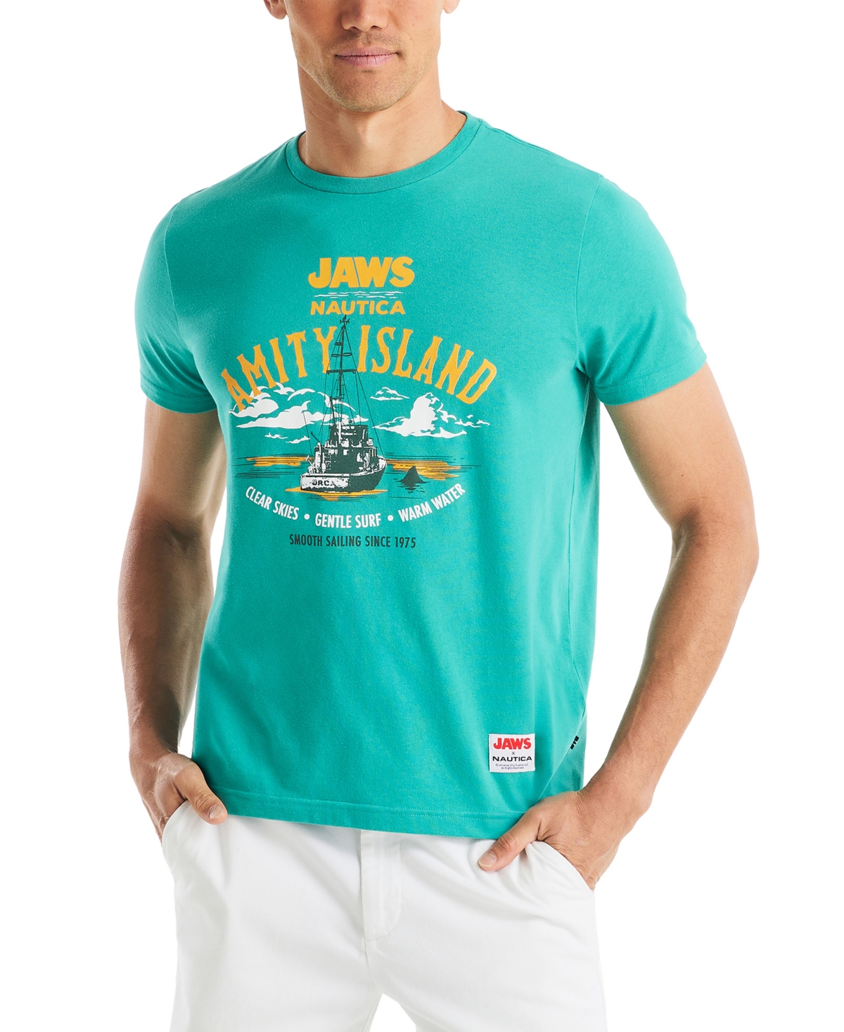 Jaws x Nautica Men's Classic-Fit Graphic T-Shirt - Wave Green