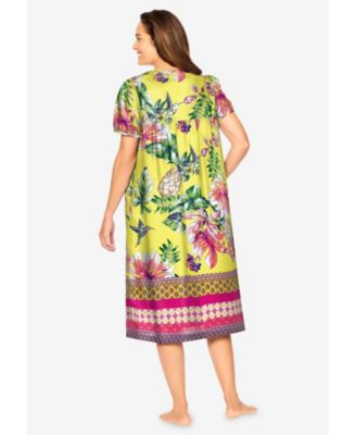 Plus Size Only Necessities Short Print Shirred Lounger