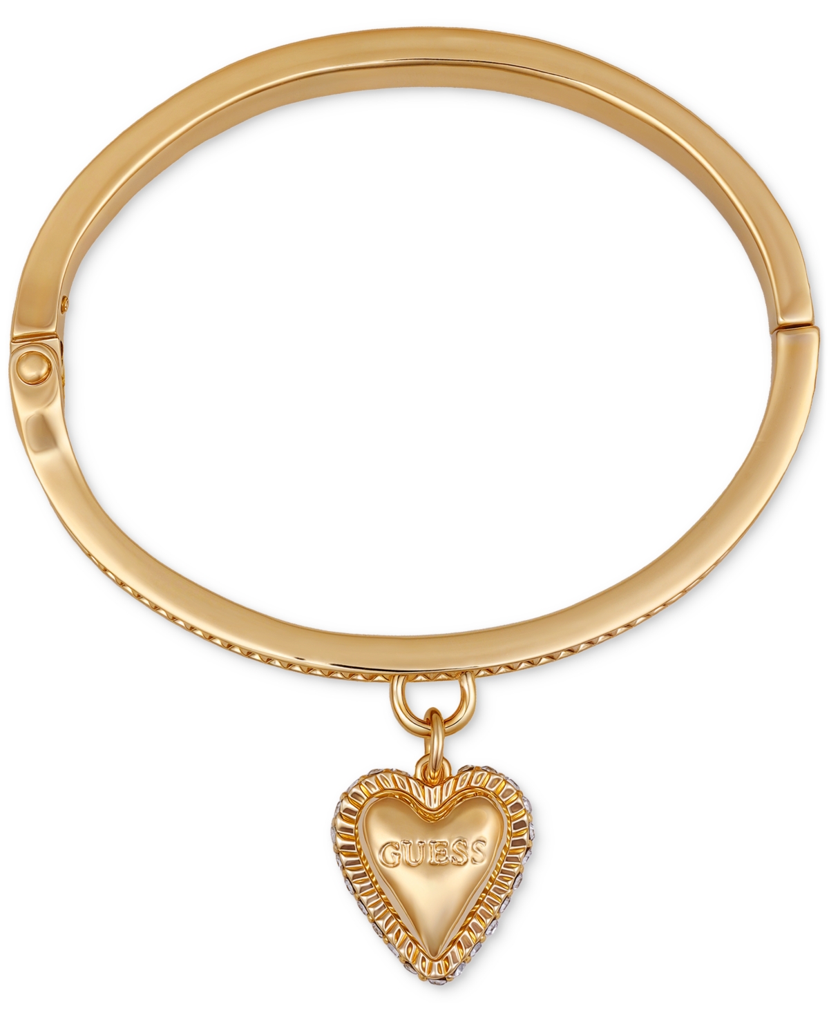Gold-Tone Heart Charm Bangle Bracelet - Gold