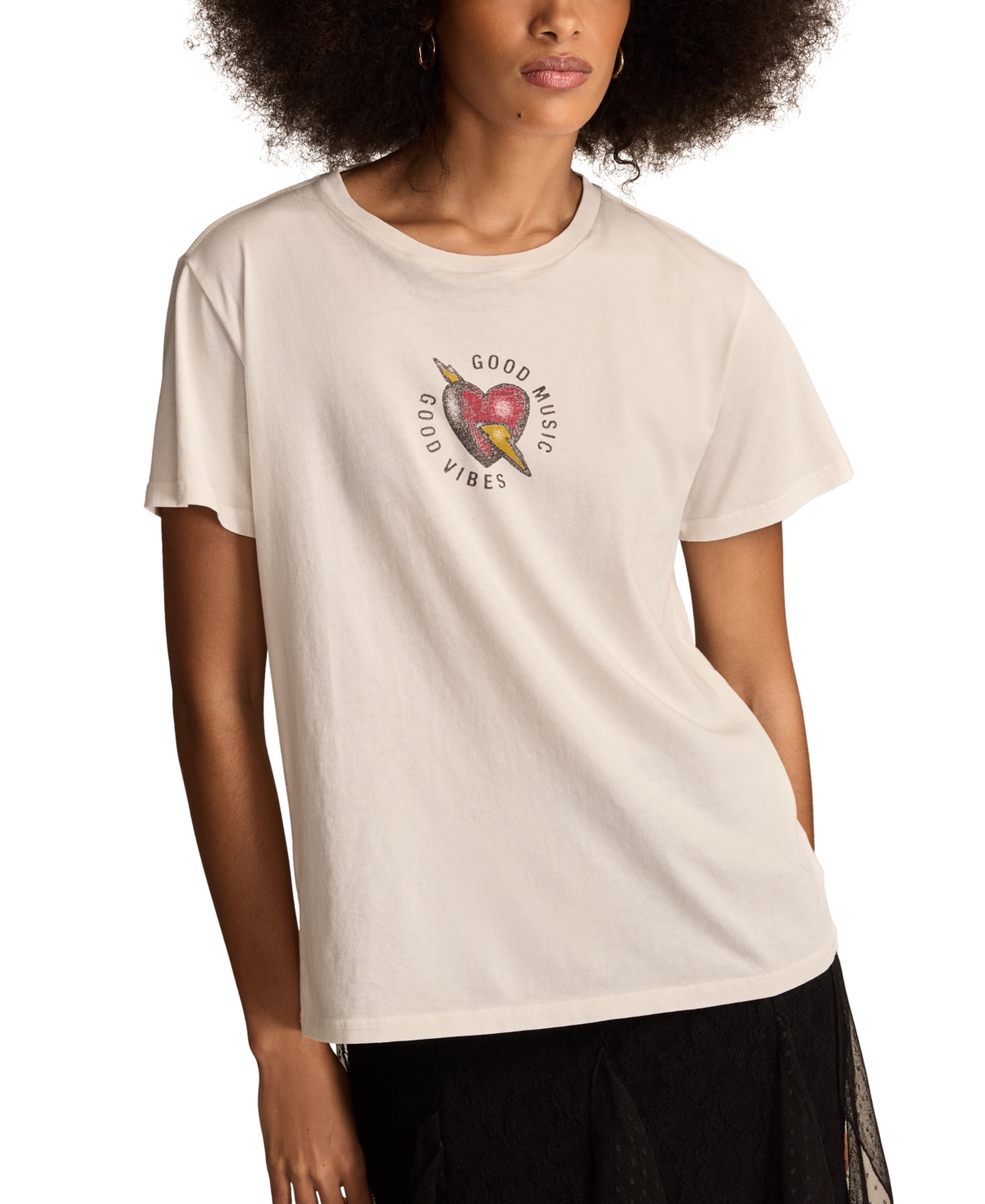 Lucky Brand Women's Good Music Good Vibes T-shirt In White