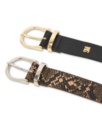 1-3/10" Faux-Leather Belt, Set of 2