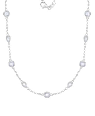Macy's - Cubic Zirconia Bezel Station 18" Collar Necklace in Sterling Silver