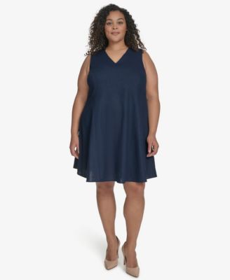 DKNY - Plus Size Linen-Blend Shift Dress