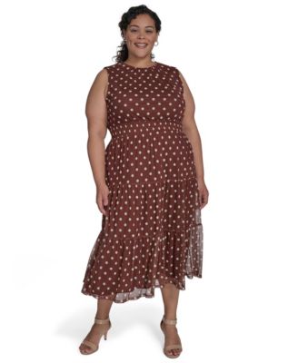 Jessica Howard - Plus Size Jewel-Neck Sleeveless Midi Dress