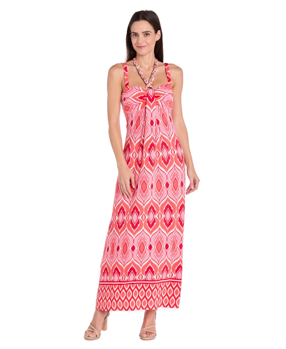Women's Border-Print Sleeveless Maxi Dress - Purple