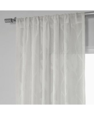 Floral Patterned Faux Linen Sheer Curtain