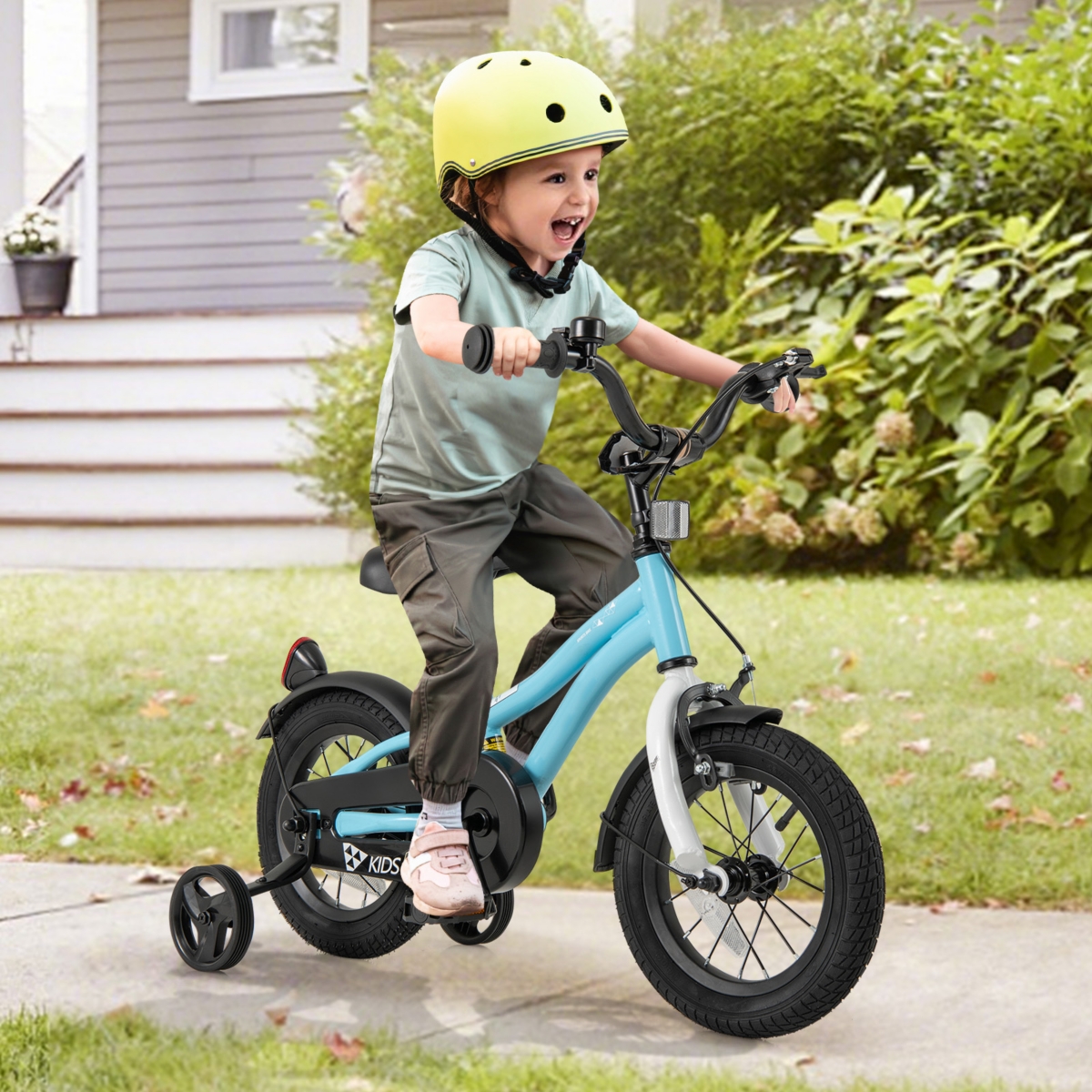 Kids Bike with Training Wheels for Older Children Adjustable Seat and Handlebar