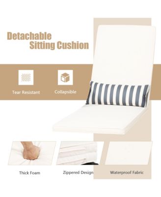 Adjustable Patio Rattan Lounge Chair Chaise Recliner w/ Cushion & Pillow