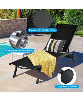 Patio Chaise Lounge Sling Armless back Adjustable Outdoor