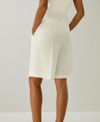 Women's Chic Silk-Linen Blend Bermuda Shorts