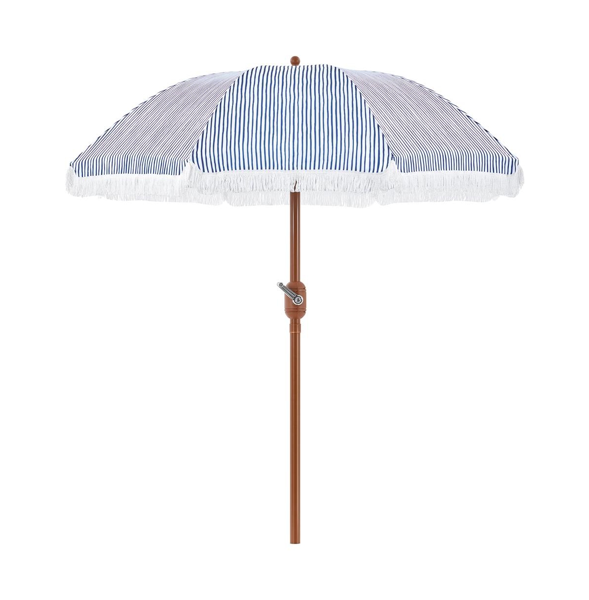 9FT Patio Umbrella with Tassels 8-Rib Solar Parasol - Blue/white