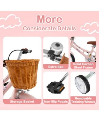 Kids Retro Bicycle with Adjustable Seat Height and Front Basket for Fun Rides