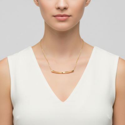 14K Gold Plated Sleek Bar Necklace