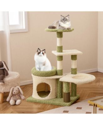 Tall Multi-Level Aesthetic Kitten Tower with Condo and Bed