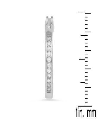 Women's Plated Sterling Silver and Simulated Diamonds Hoops Huggie Earrings