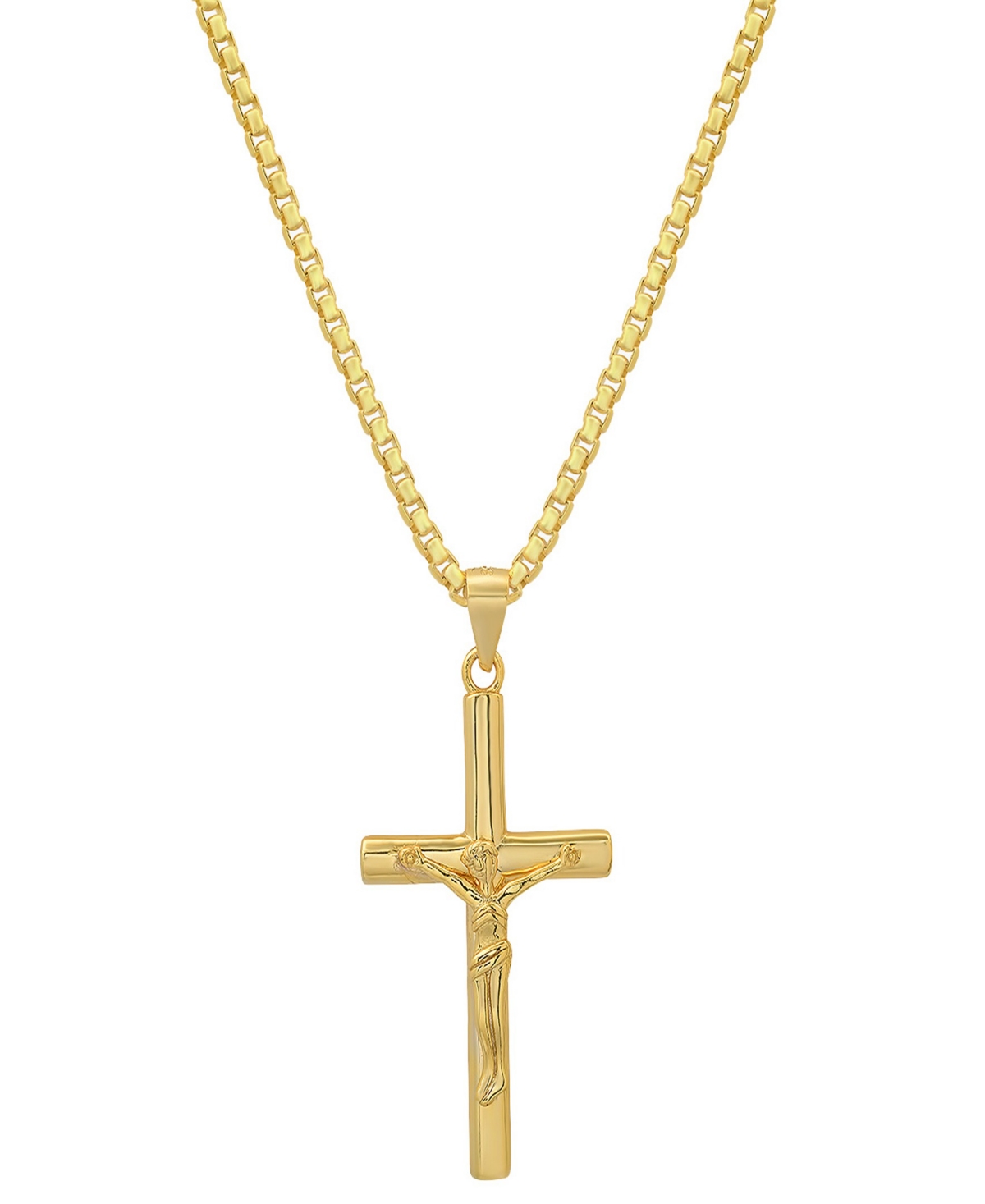 Men's 14K Gold Plated Crucifix Pendant Necklace - Gold