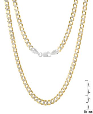 Unisex Sterling Silver and 18K Gold Plated Diamond Cut Curb Link Necklace