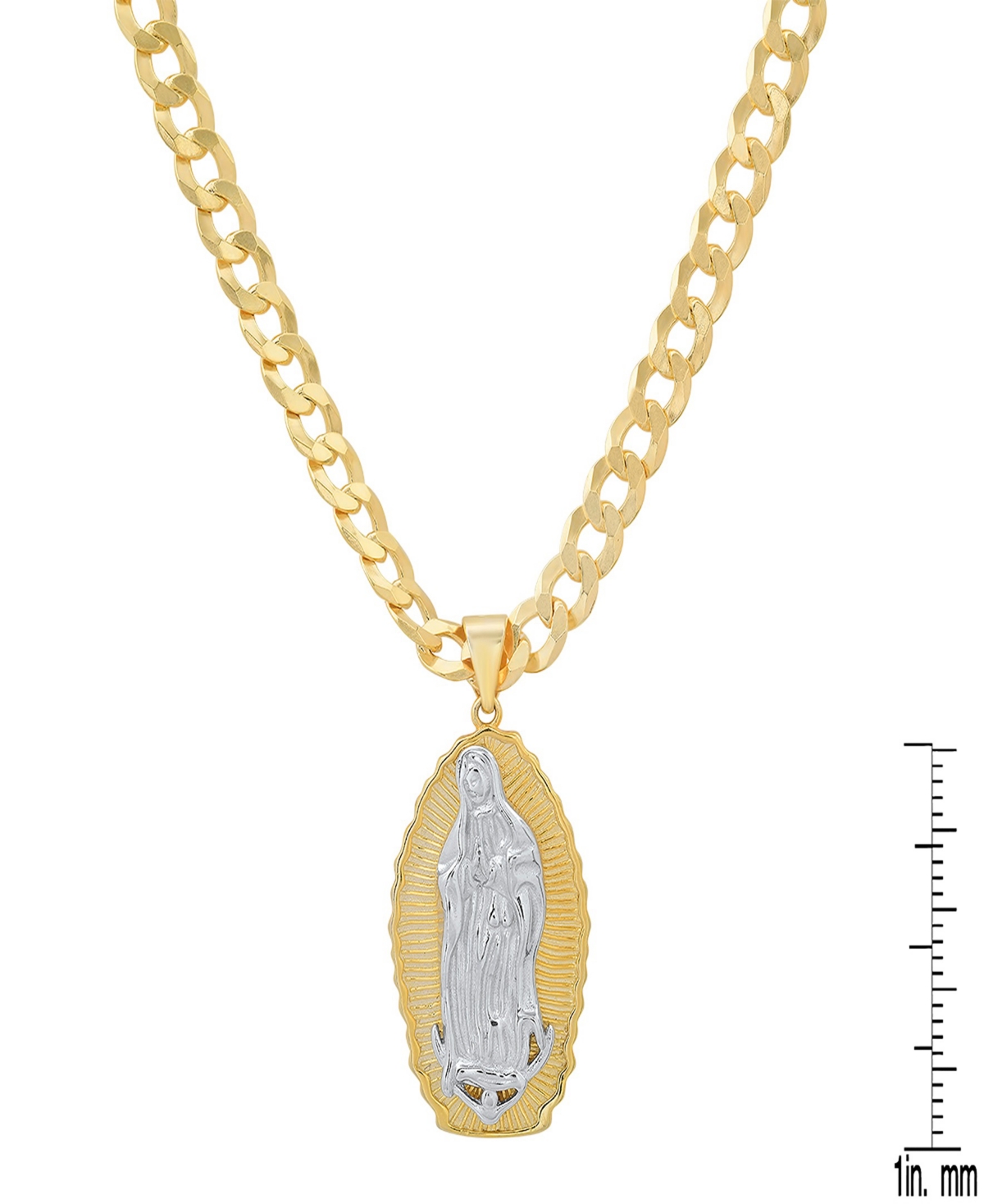 Steeltime Unisex 14k Gold Plated Our Lady Guadalupe Pendant Necklace
