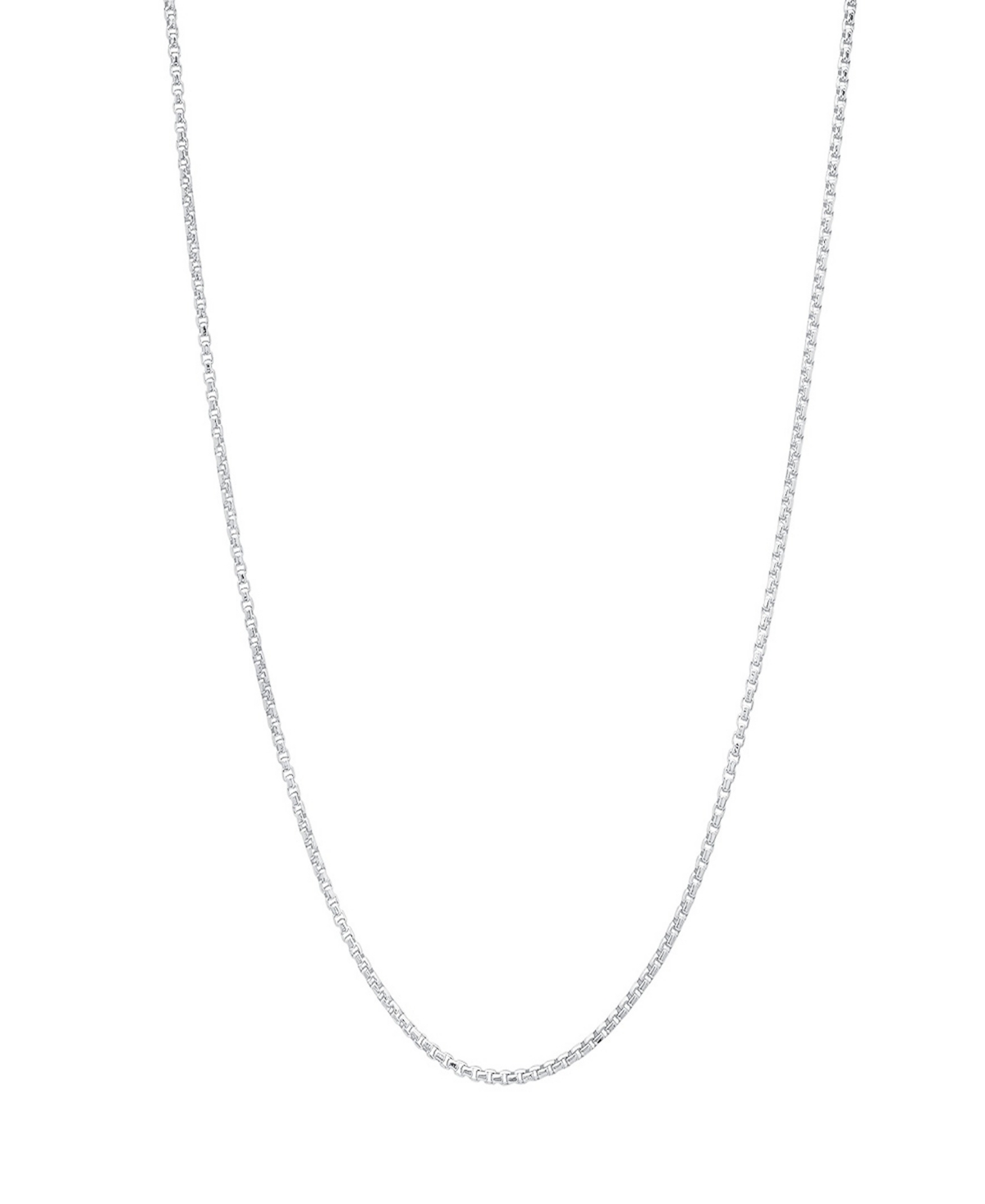 Unisex Sterling Silver Box Chain Necklace - Silver