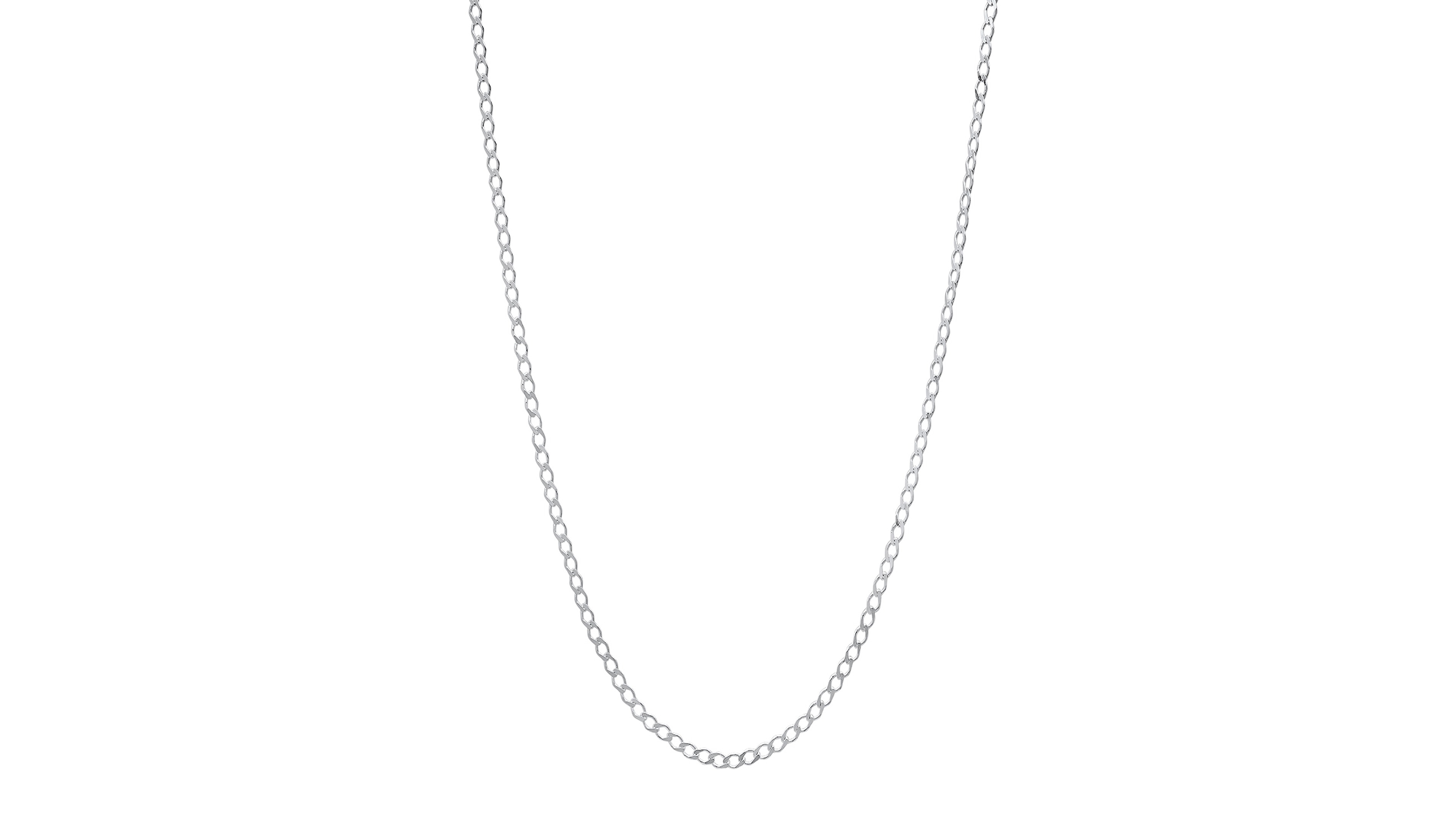 Steeltime Unisex Sterling Silver Cuban Flat Necklace